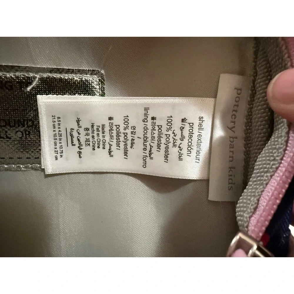 Pottery Barn Kids Navy Blue Multi Heart Print Mini Backpack Pink Trim Buckles